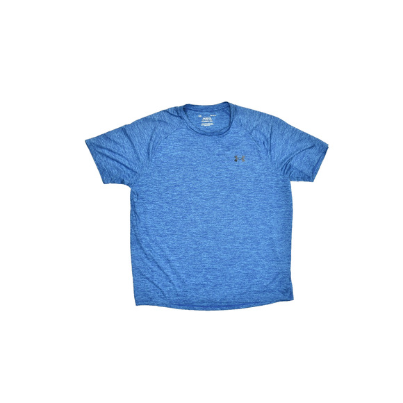 Under Armour Men's Tech Tee Blue Heather Regular Size LG Gym Run Short Sleeve - Picture 1 of 8